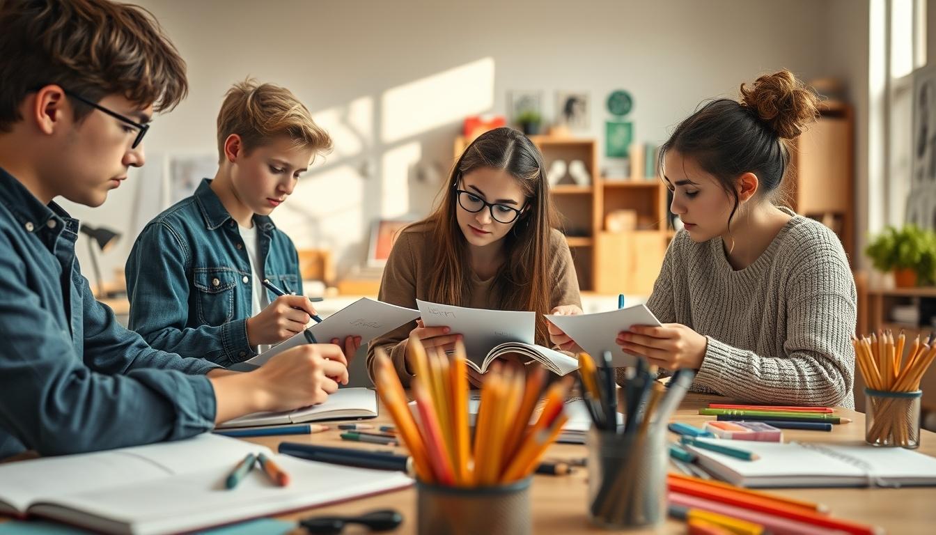Students collaborating in study space